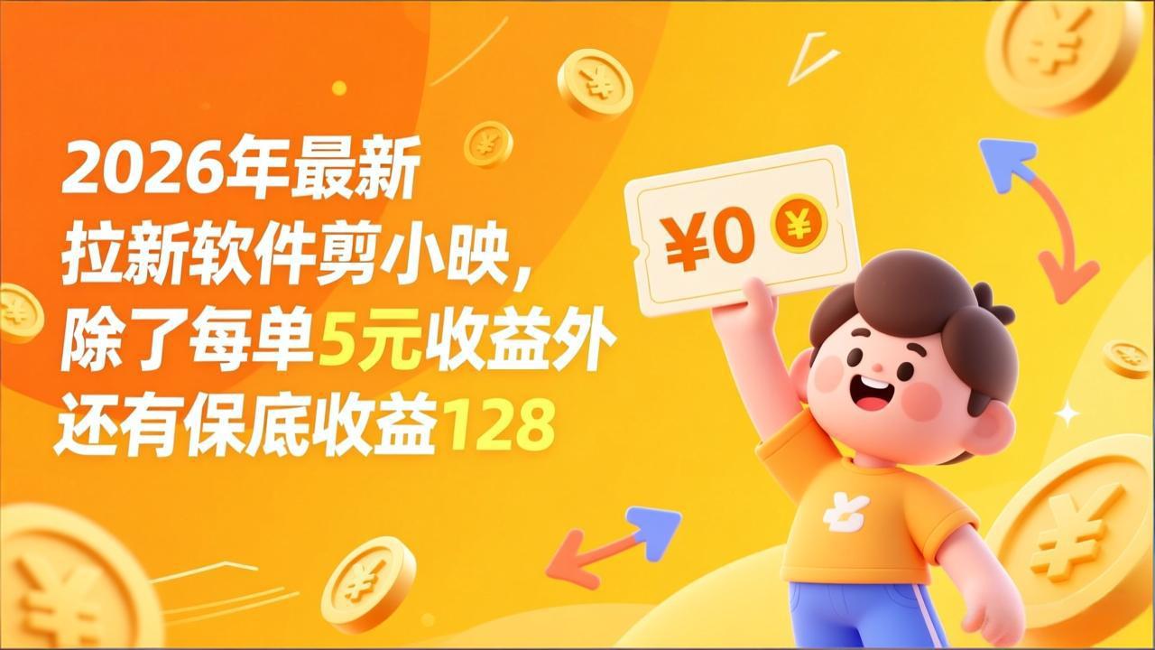 最新拉新软件剪小映，除了每单5元收益外还有保底收益128-优创项目网