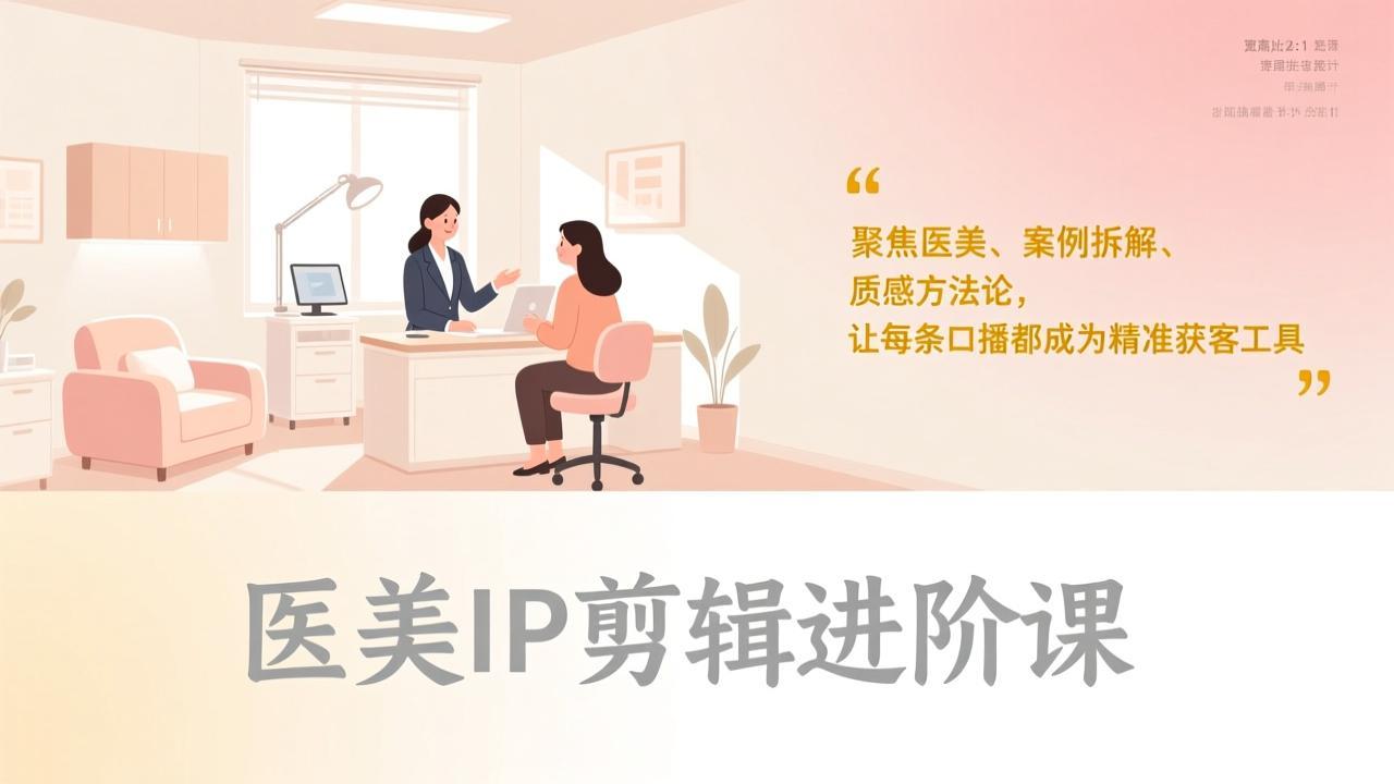 医美IP剪辑进阶课，聚焦医美、案例拆解、质感方法论，让每条口播都成为精准获客工具-优创项目网