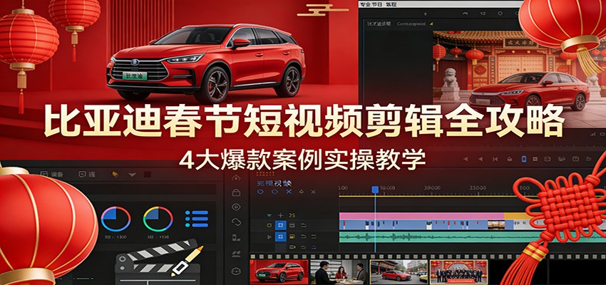 比亚迪春节短视频剪辑全攻略，4大爆款案例实操教学-优创项目网