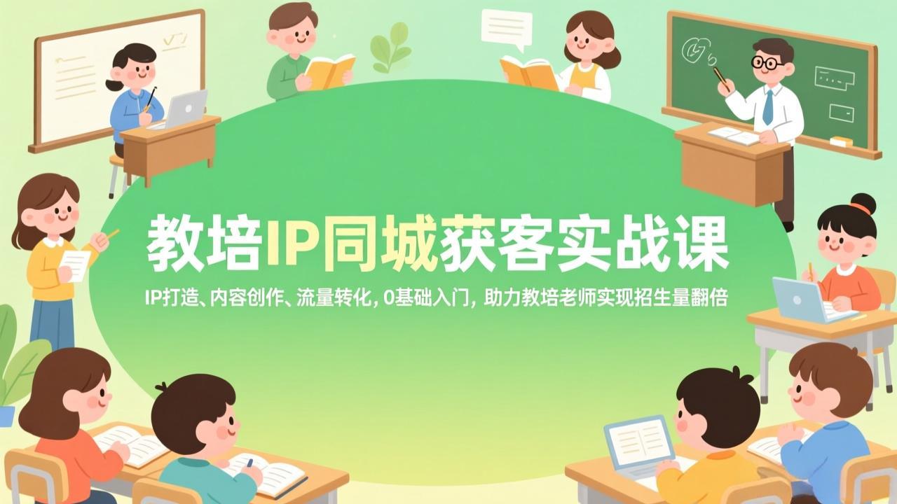 教培IP同城获客实战课，IP打造、内容创作、流量转化，0基础入门，助力教培老师实现招生量翻倍-优创项目网