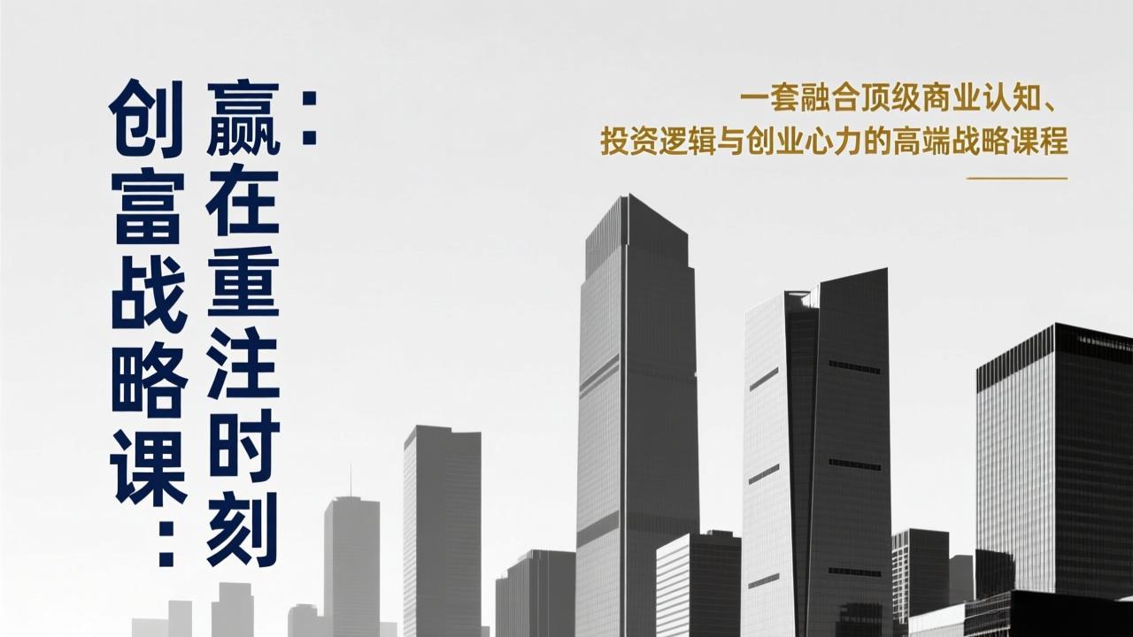 《创富战略课：赢在重注时刻》一套融合顶级商业认知、投资逻辑与创业心力的高端战略课程-优创项目网