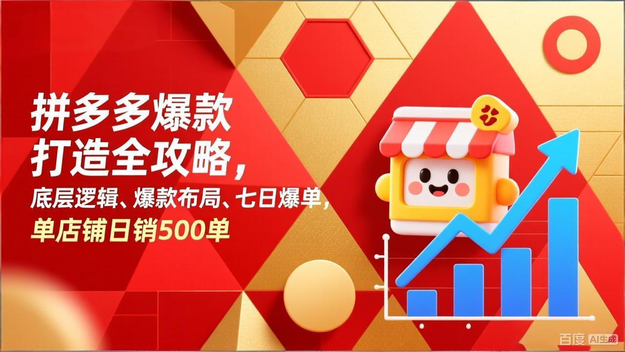 拼多多爆款打造全攻略，底层逻辑、爆款布局、七日爆单，单店铺日销500单-优创项目网