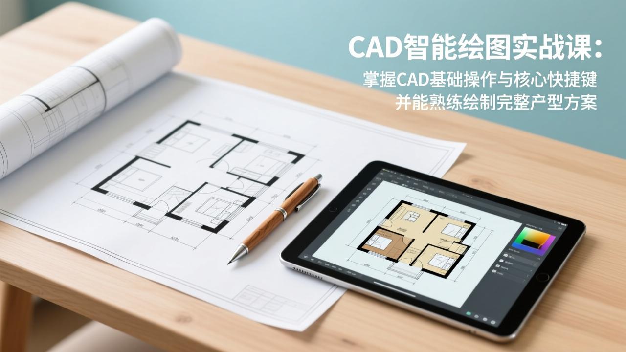 CAD智能绘图实战课：掌握CAD基础操作与核心快捷键，并能熟练绘制完整户型方案-优创项目网
