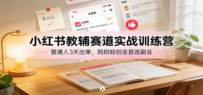 小红书教辅赛道实战训练营：普通人3天出单，妈妈轻创业首选副业-优创项目网