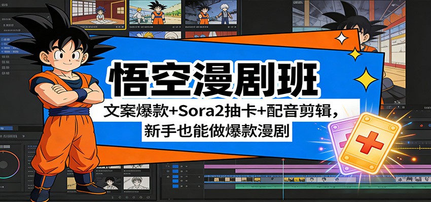 悟空漫剧班：文案爆款+Sora2抽卡+配音剪辑，新手也能做爆款漫剧-优创项目网