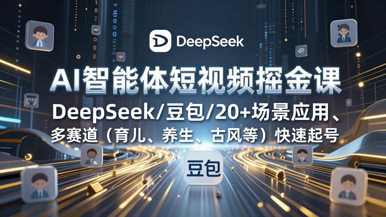 AI智能体短视频掘金课，DeepSeek/豆包/20+场景应用、多赛道(育儿、养生、古风等-优创项目网
