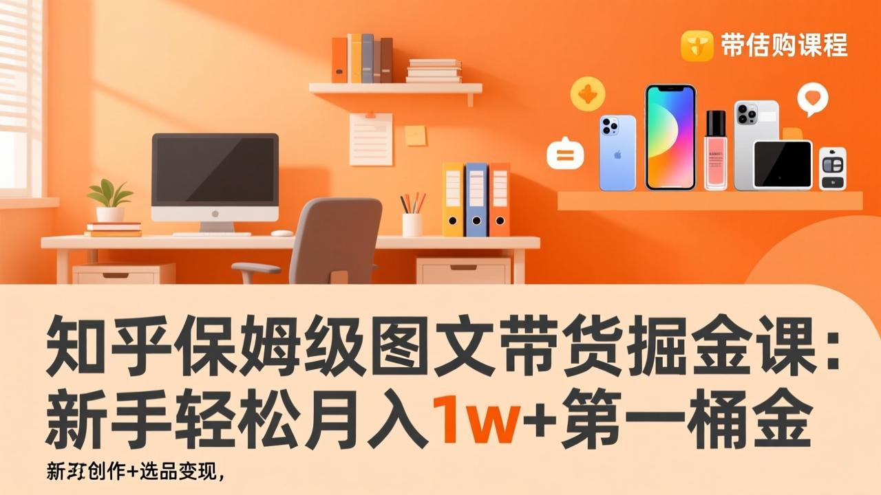 知乎保姆级图文带货掘金课：账号打造+爆文创作+选品变现，新手轻松月入1w+第一桶金-优创项目网