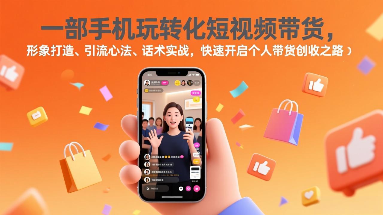 一部手机玩转化短视频带货，形象打造、引流心法、话术实战，快速开启个人带货创收之路-优创项目网