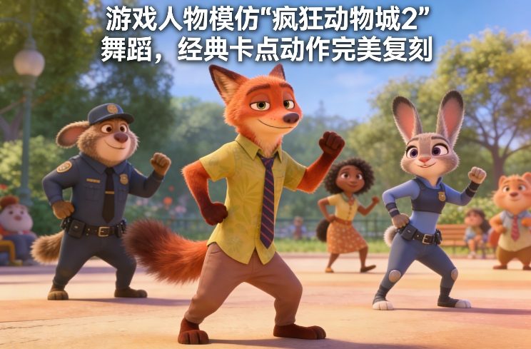 游戏人物模仿“疯狂动物城2”舞蹈，经典卡点动作完美复刻-优创项目网