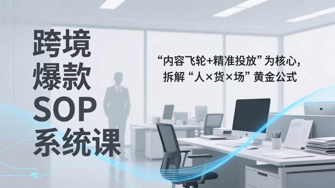 跨境爆款SOP系统课，“内容飞轮+精准投放”为核心，拆解“人×货×场”黄金公式-优创项目网