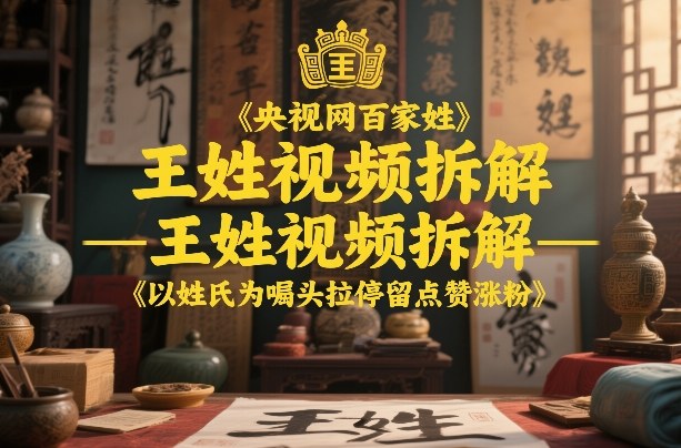 央视网百家姓–王姓视频拆解，以姓氏为噱头拉停留点赞涨粉-优创项目网