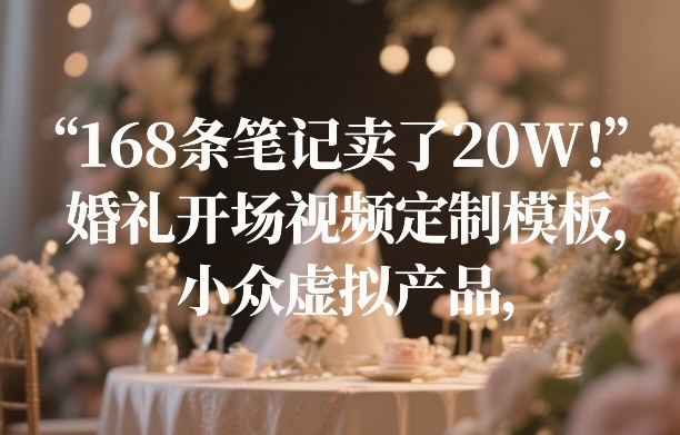 168条笔记卖了20W！婚礼开场视频定制模板，小众虚拟产品-优创项目网