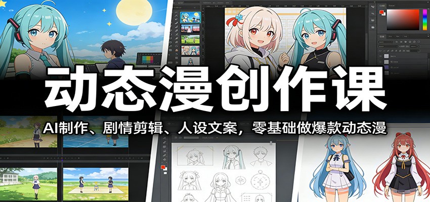 动态漫创作课：AI制作、剧情剪辑、人设文案，零基础做爆款动态漫-优创项目网