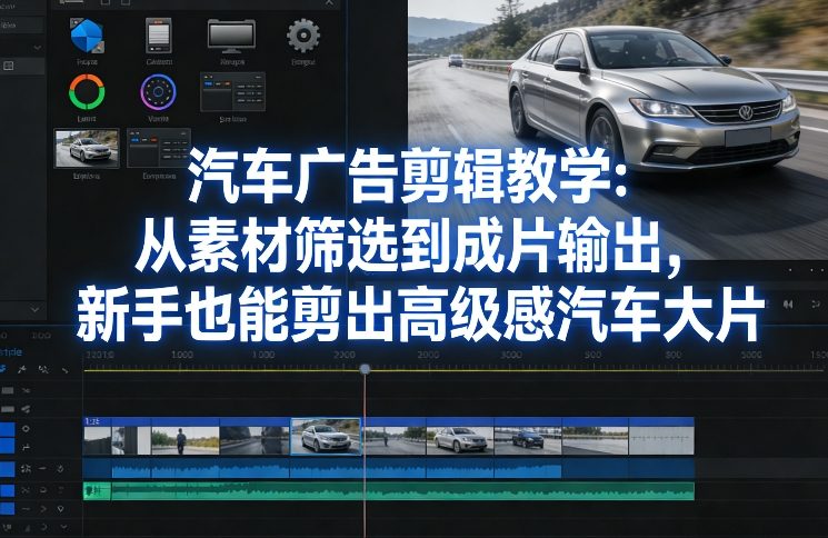 汽车广告剪辑教学：从素材筛选到成片输出，新手也能剪出高级感汽车大片-优创项目网
