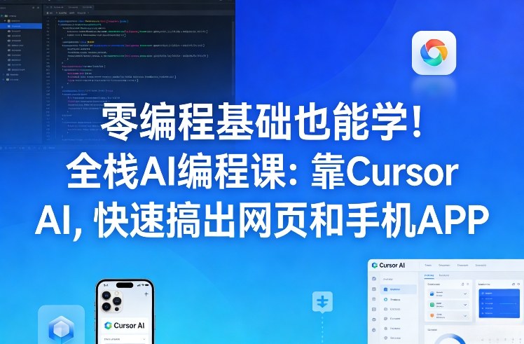 零编程基础也能学！全栈AI编程课：靠Cursor AI，快速搞出网页和手机APP-优创项目网