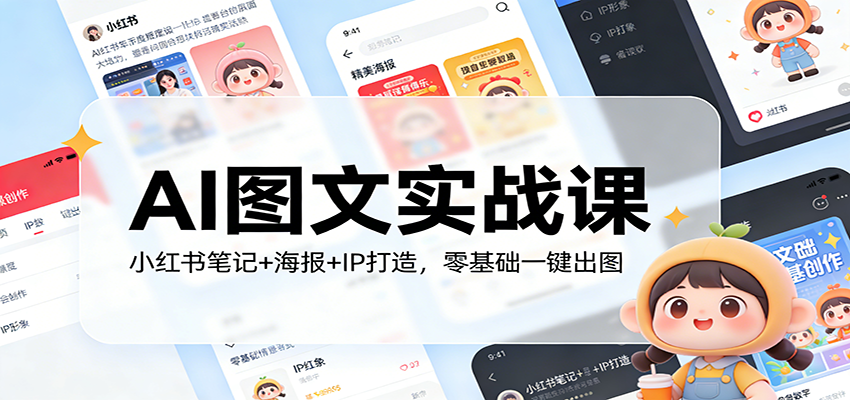 AI图文实战课：小红书笔记+海报+IP打造，零基础一键出图-优创项目网