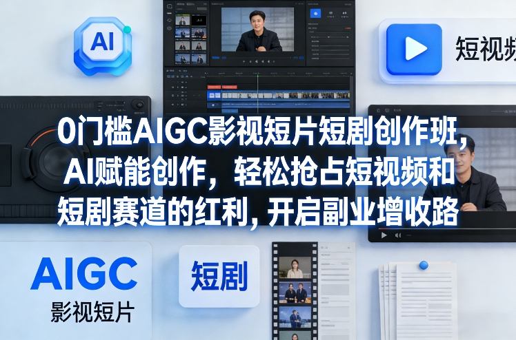 0门槛AIGC影视短片短剧创作班，AI赋能创作，轻松抢占短视频和短剧赛道的红利，开启副业增收路-优创项目网