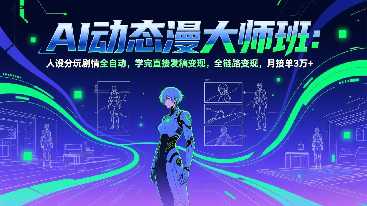 AI动态漫剧大师班：人设分镜剧情全自动，学完直接发稿变现，全链路变现，月接单3万+-优创项目网