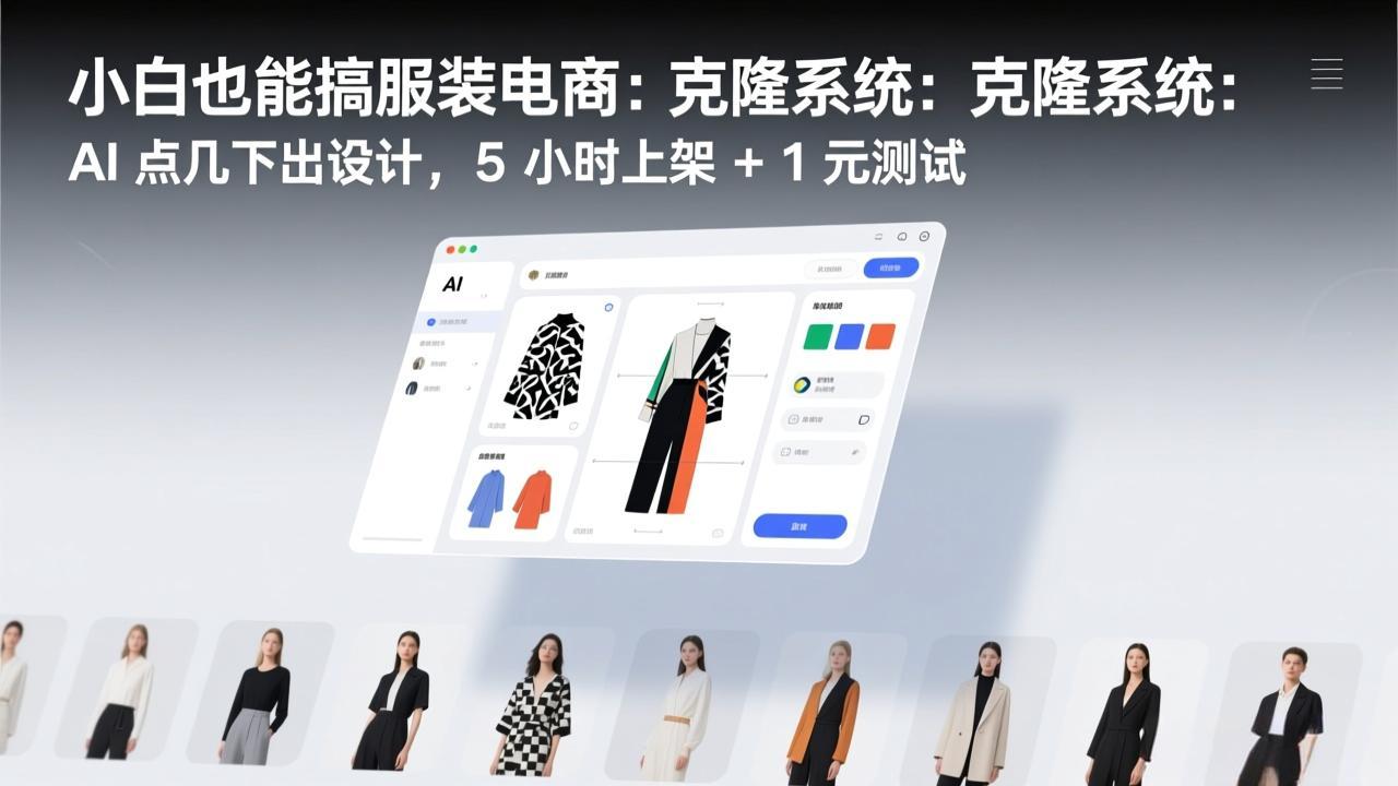 小白也能搞服装电商：克隆系统：AI 点几下出设计，5 小时上架 + 1 元测试-优创项目网