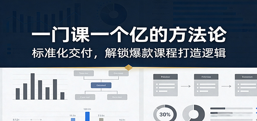 一门课一个亿的方法论：标准化交付，解锁爆款课程打造逻辑-优创项目网
