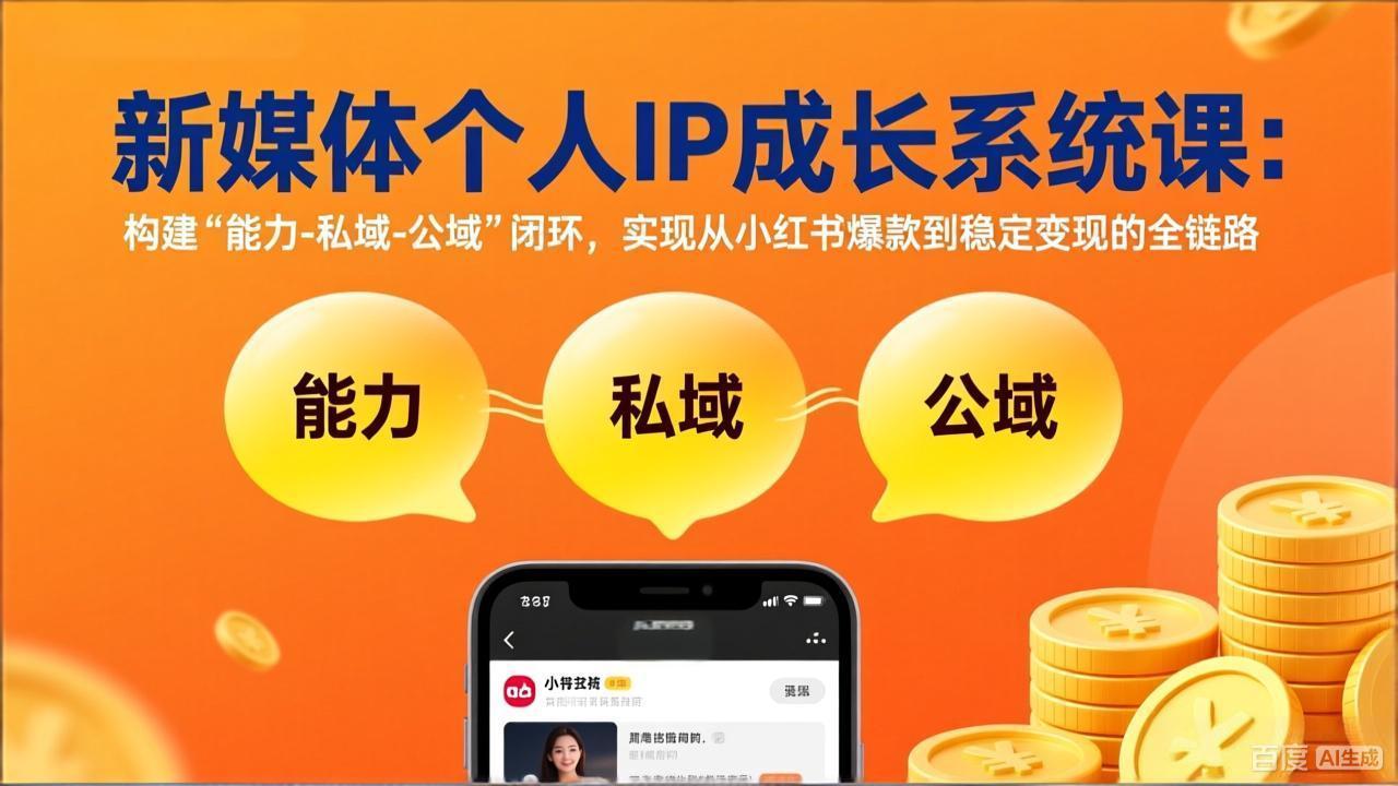 新媒体个人IP成长系统课-更新：构建“能力-私域-公域”闭环，实现从小红书爆款到稳定变现-优创项目网
