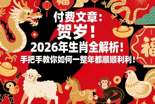 付费文章：贺岁！2026年生肖全解析！手把手教你如何一整年都顺顺利利！-优创项目网
