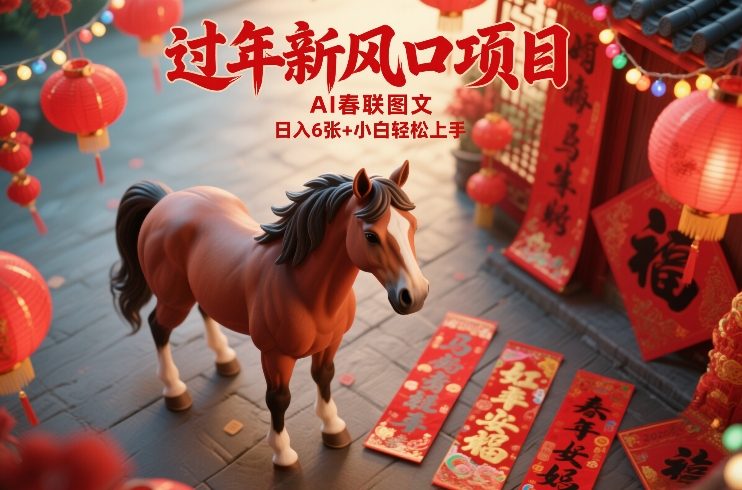 过年新风口项目，用ai春联图文，日入6张+小白轻松上手【揭秘】-优创项目网
