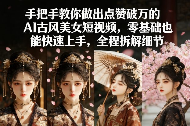 手把手教你做出点赞破万的AI古风美女短视频，零基础也能快速上手，全程拆解细节-优创项目网
