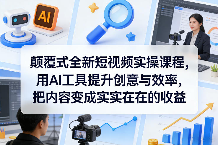 颠覆式全新短视频实操课程，用AI工具提升创意与效率，把内容变成实实在在的收益-优创项目网