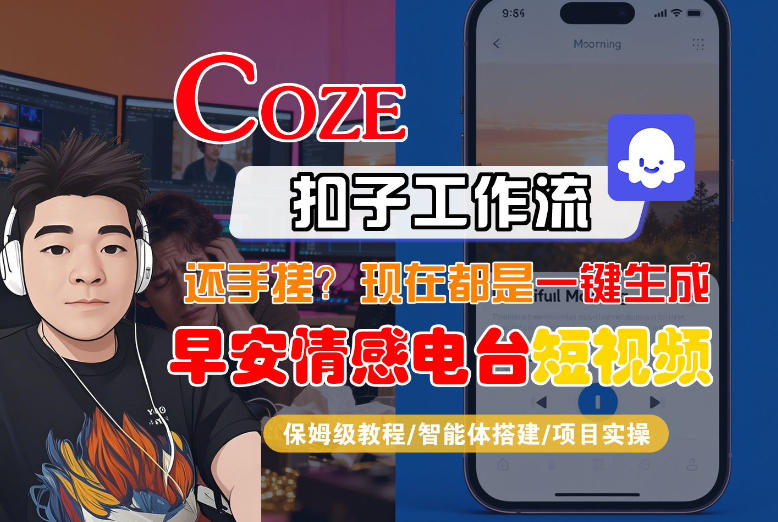 【Coze工作流搭建实操教程】【coze】早安情感电台日签视频还在手动做？用扣子工作流自动生成，省时90%-优创项目网