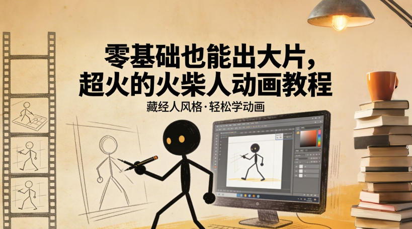 零基础也能出大片，超火的火柴人动画教程(藏经人风格)-优创项目网