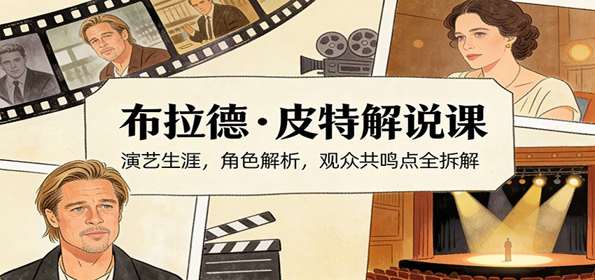 演员说-布拉德.皮特解说课：演艺生涯，角色解析，观众共鸣点全拆解-优创项目网