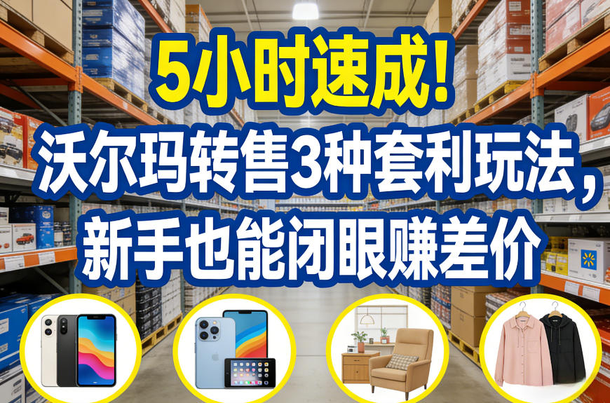 5小时速成！沃尔玛转售3种套利玩法，新手也能闭眼賺差价-优创项目网