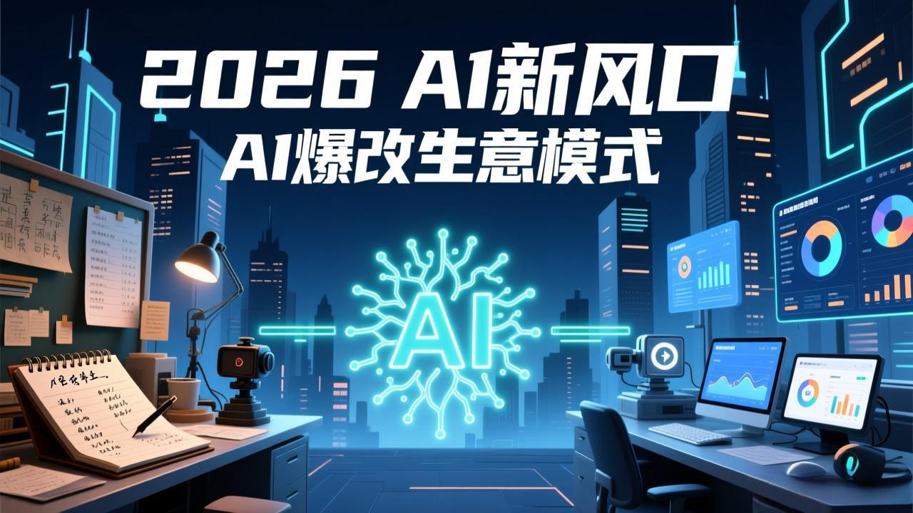 2026年AI创富新风口，用人工智能爆改你的生意模式，从短视频到直播全面降本增效抢占先机-优创项目网