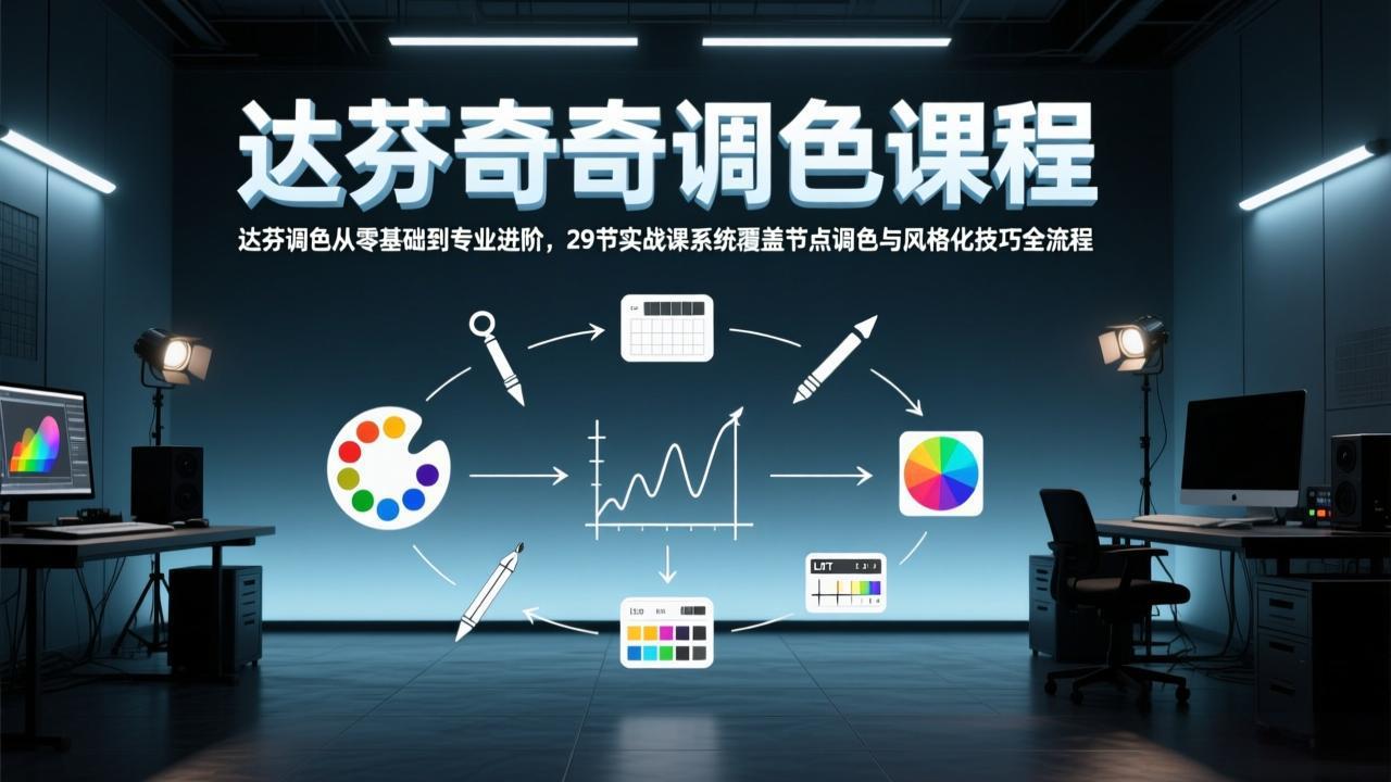 达芬奇调色从零基础到专业进阶，29节实战课系统覆盖节点调色与风格化技巧全流程-优创项目网