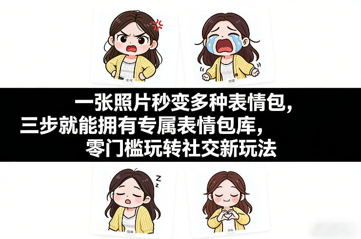 一张照片秒变多种表情包，三步就能拥有专属表情包库，零门槛玩转社交新玩法【文档】-优创项目网