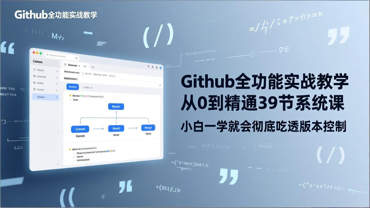 GitHub-全功能实战教学，从0到精通39节系统课，小白一学就会彻底吃透版本控制-优创项目网