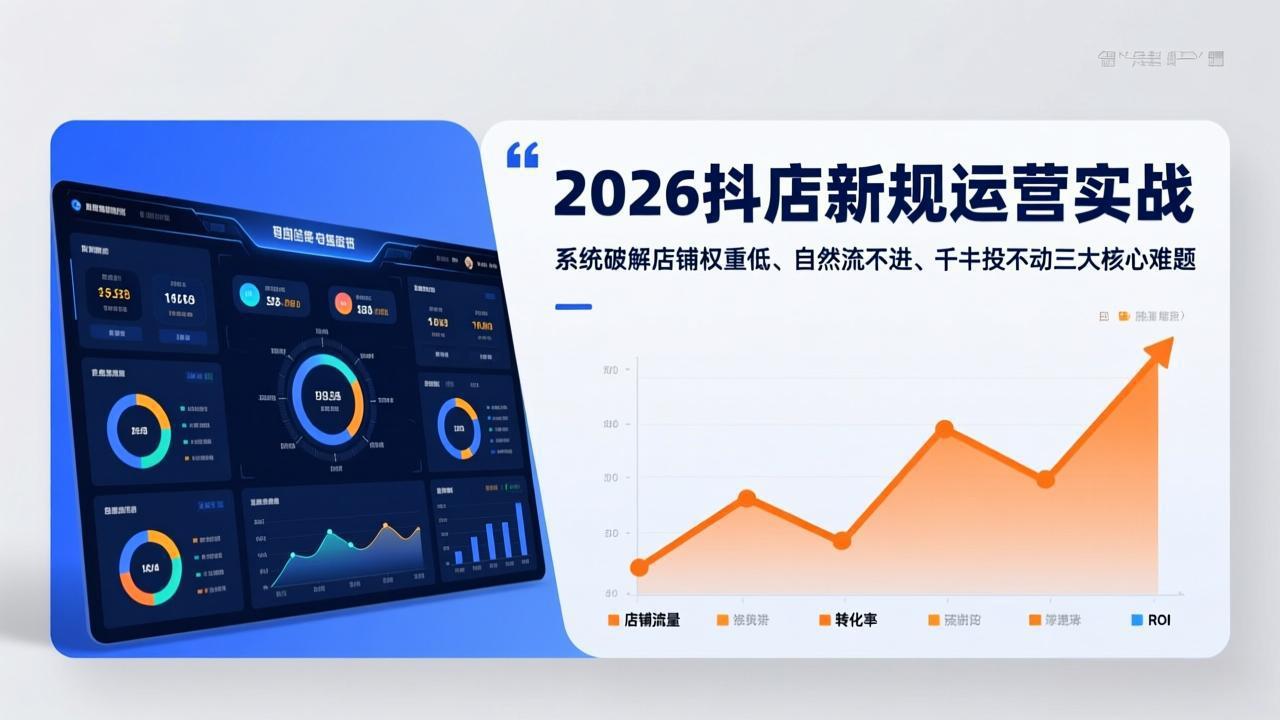 2026抖店新规运营实战：系统破解店铺权重低、自然流不进、千川投不动三大核心难题-优创项目网
