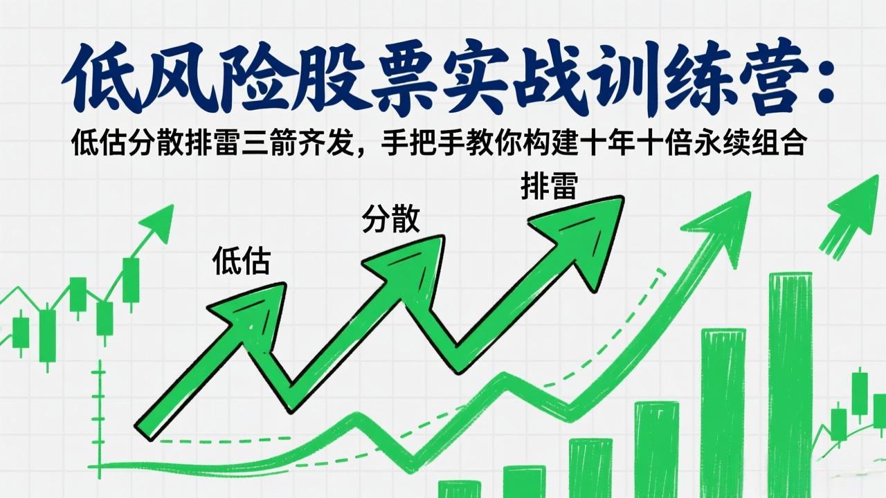 低风险股票实战训练营：低估分散排雷三箭齐发，手把手教你构建十年十倍永续组合-优创项目网