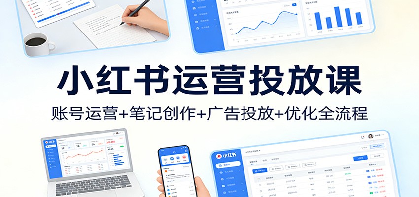 小红书运营投放课：账号运营+笔记创作+广告投放+优化全流程-优创项目网