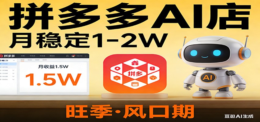 开一家拼多多AI店，月稳定1-2W，目前旺季，风口期！-优创项目网