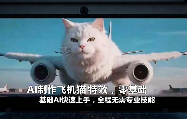 AI制作飞机猫特效，零基础AI快速上手，全程无需专业技能-优创项目网
