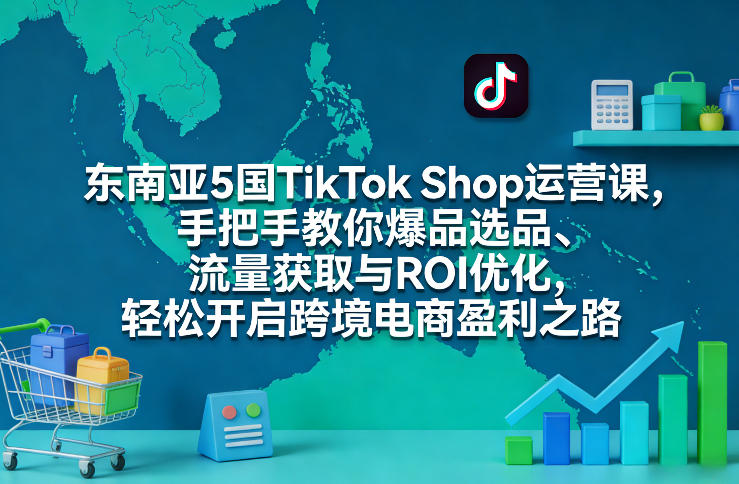 东南亚5国TikTok Shop运营课，手把手教你爆品选品、流量获取与ROI优化，轻松开启跨境电商盈利之路-优创项目网