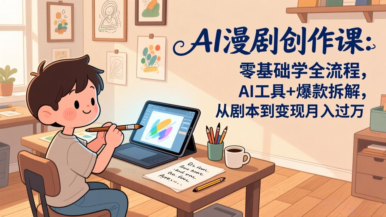 AI漫剧创作课：零基础学全流程，AI工具+爆款拆解，从剧本到变现月入过万-优创项目网