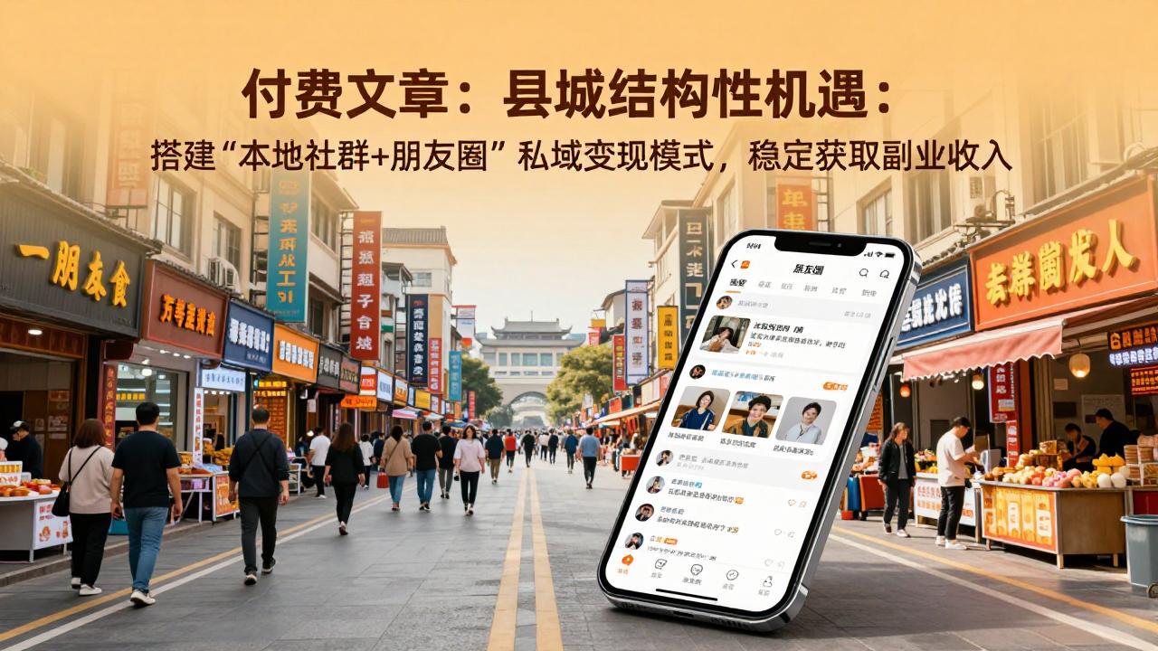 付费文章：县城结构性机遇：搭建“本地社群+朋友圈”私域变现模式，稳定获取副业收入-优创项目网