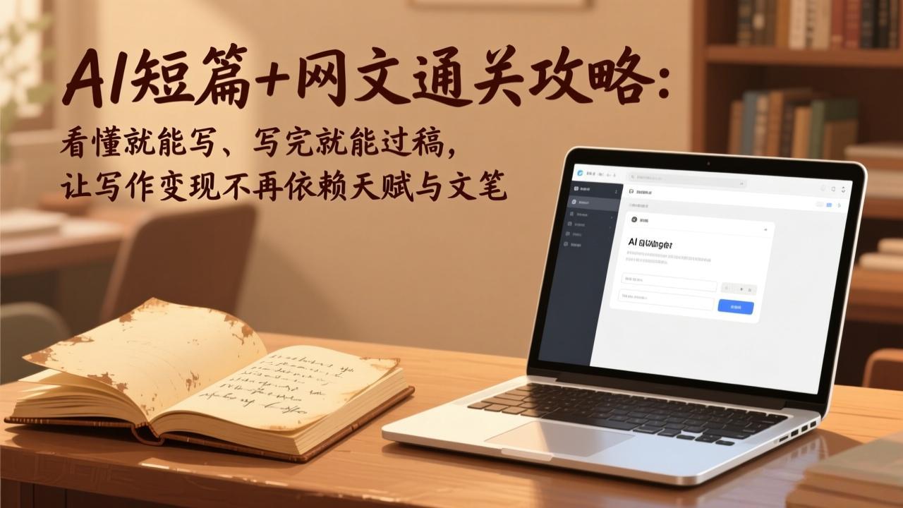 AI短篇+网文通关攻略：看懂就能写、写完就能过稿，让写作变现不再依赖天赋与文笔-优创项目网
