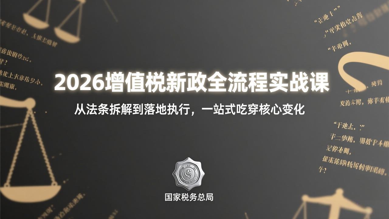 2026增值税新政全流程实战课：从法条拆解到落地执行，一站式吃透核心变化-优创项目网