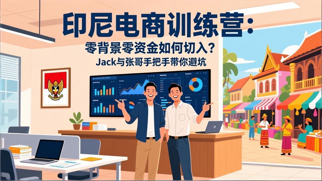 印尼电商训练营：零背景零资金如何切入？Jack与张哥手把手带你避坑-优创项目网