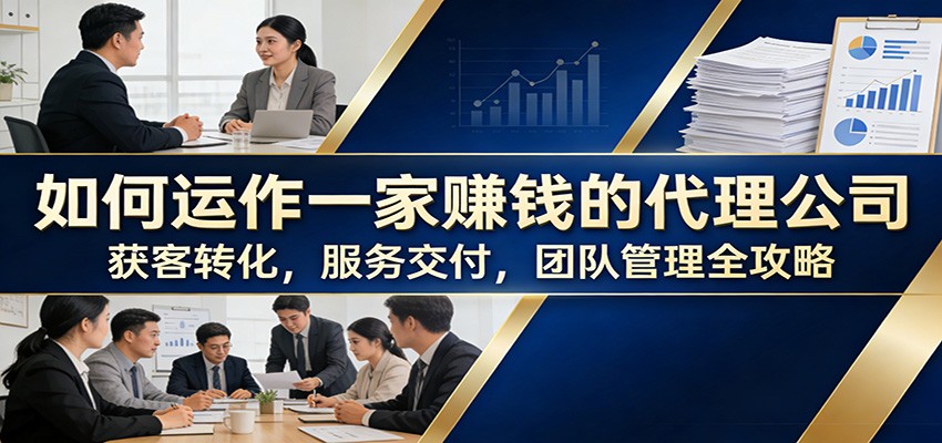如何运作一家赚钱的代理公司：获客转化，服务交付，团队管理全攻略-优创项目网