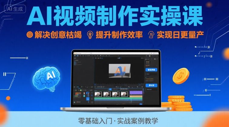 Ai视频制作实操课，解决创意枯竭、效率低下痛点，实现日更量产可持续变现(更新26年3月)-优创项目网